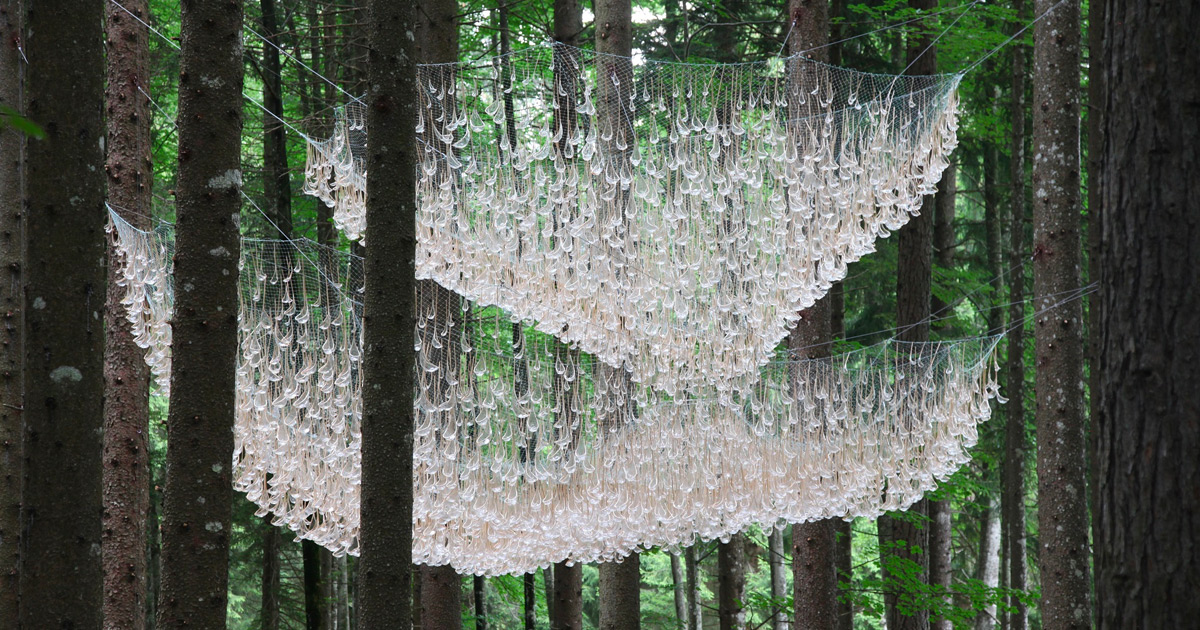 Rainwater Collecting Installation by John Grade Dazzles Like an Outdoor Chandelier